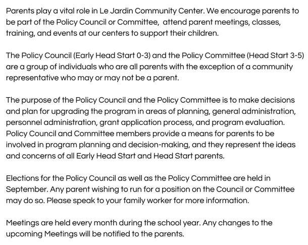 Head Start Policy Council